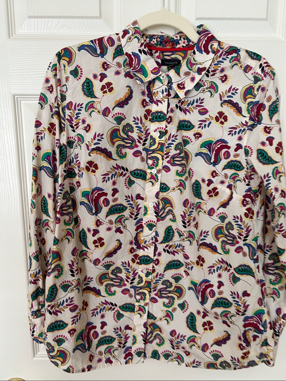Talbots Foulard Cotton Long Sleeve Button-Up Shirt